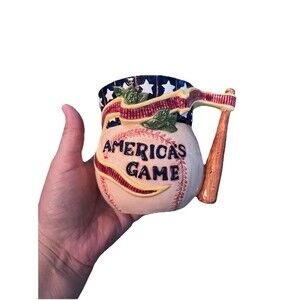 Vtg Fitz & Floyd Omnibus 1995 Baseball Coffee Tea Mug Cup 16 Oz America's Game